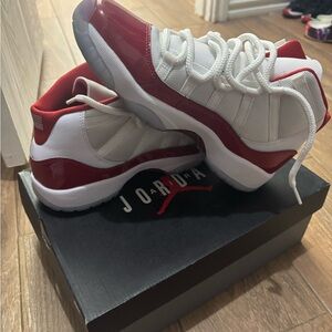 Jordan 11 Retro Red and White Sneakers